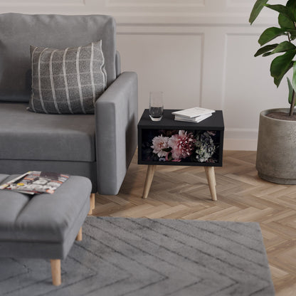 PURE BLOSSOM Nightstand in Black Finish