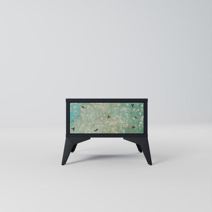BLOOMING CHARM Nightstand in Black Finish