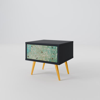 BLOOMING CHARM Nightstand in Black Finish