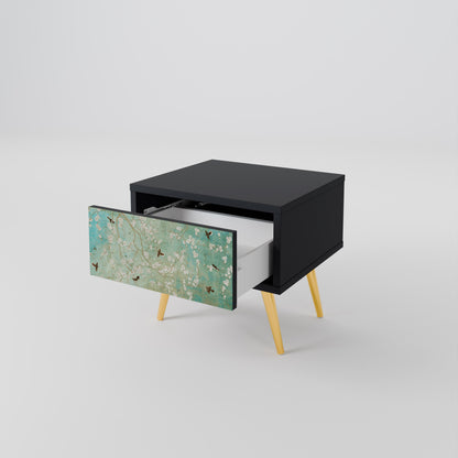 BLOOMING CHARM Nightstand in Black Finish