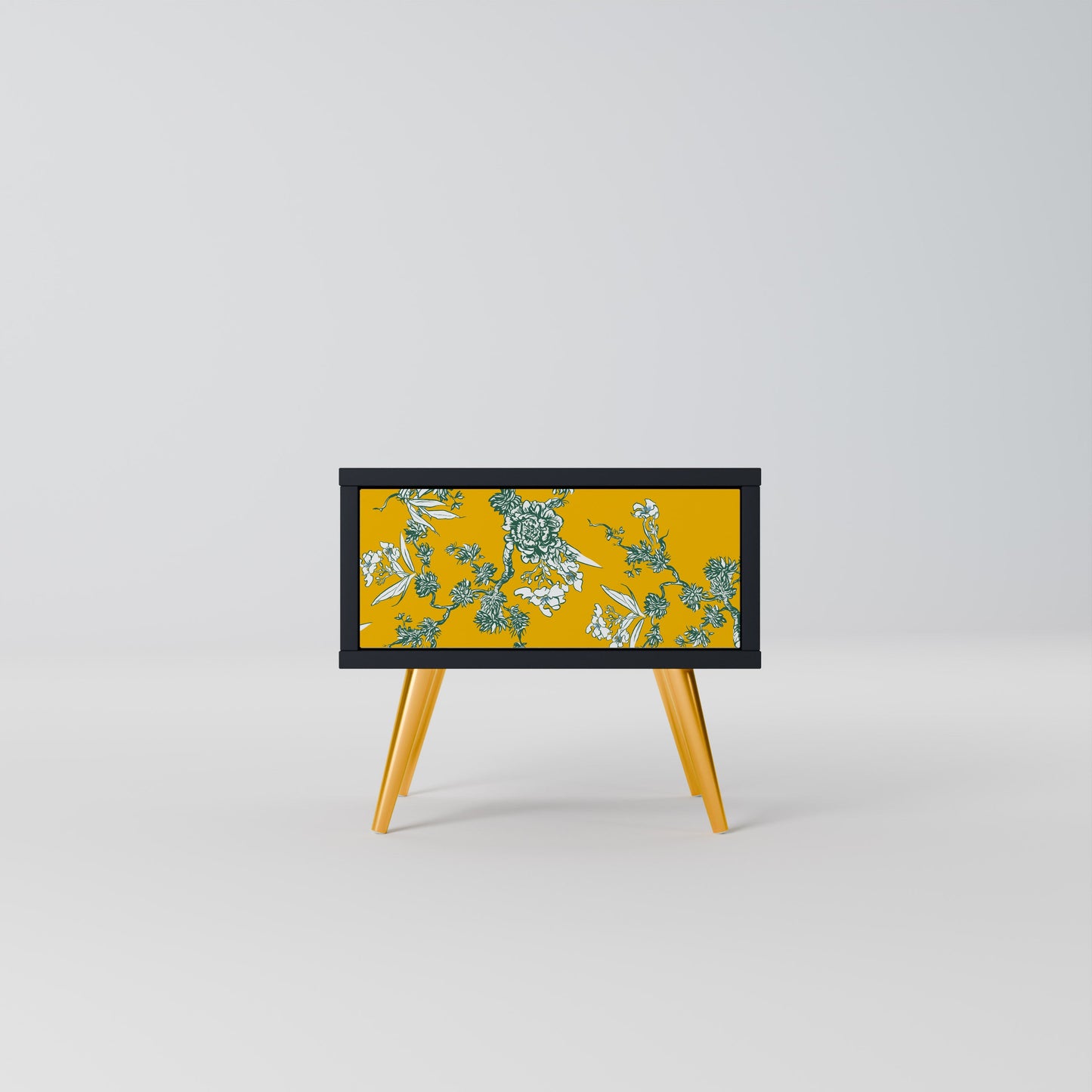 YELLOW CHINOISERIE Nightstand in Black Finish