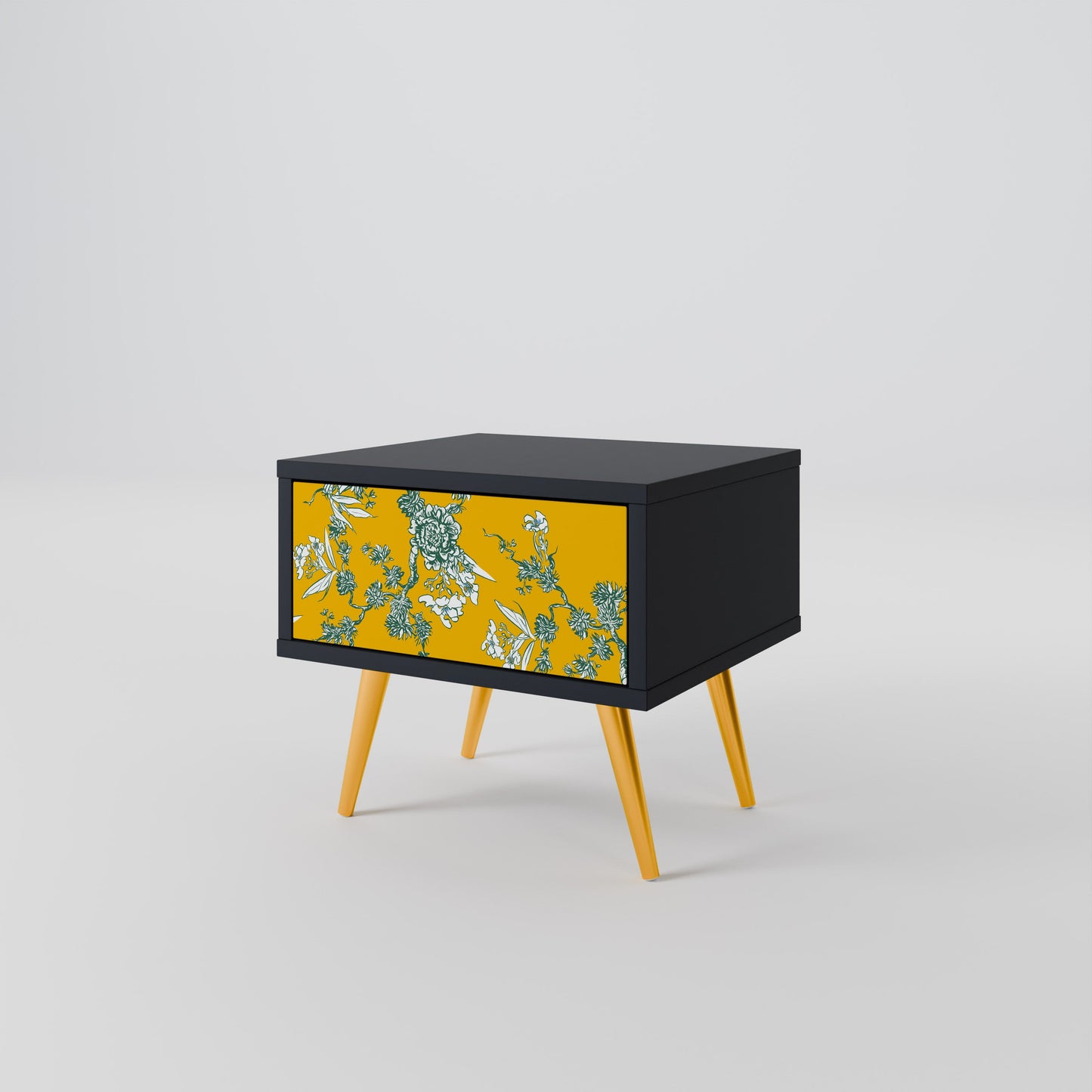YELLOW CHINOISERIE Nightstand in Black Finish
