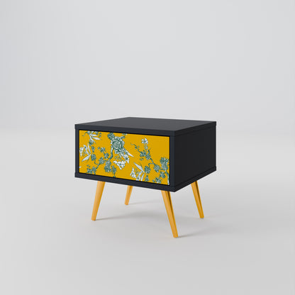 YELLOW CHINOISERIE Nightstand in Black Finish