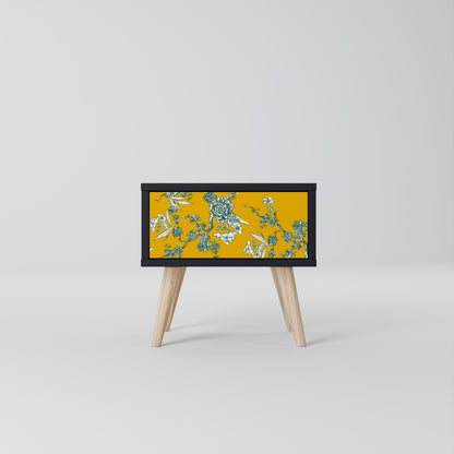 YELLOW CHINOISERIE Nightstand in Black Finish