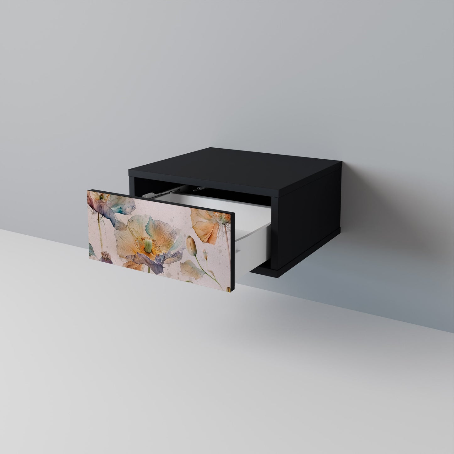 SOFTEN POPPY Nightstand in Black Finish