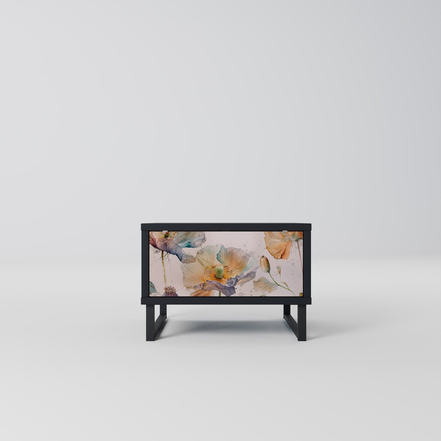 SOFTEN POPPY Nightstand in Black Finish
