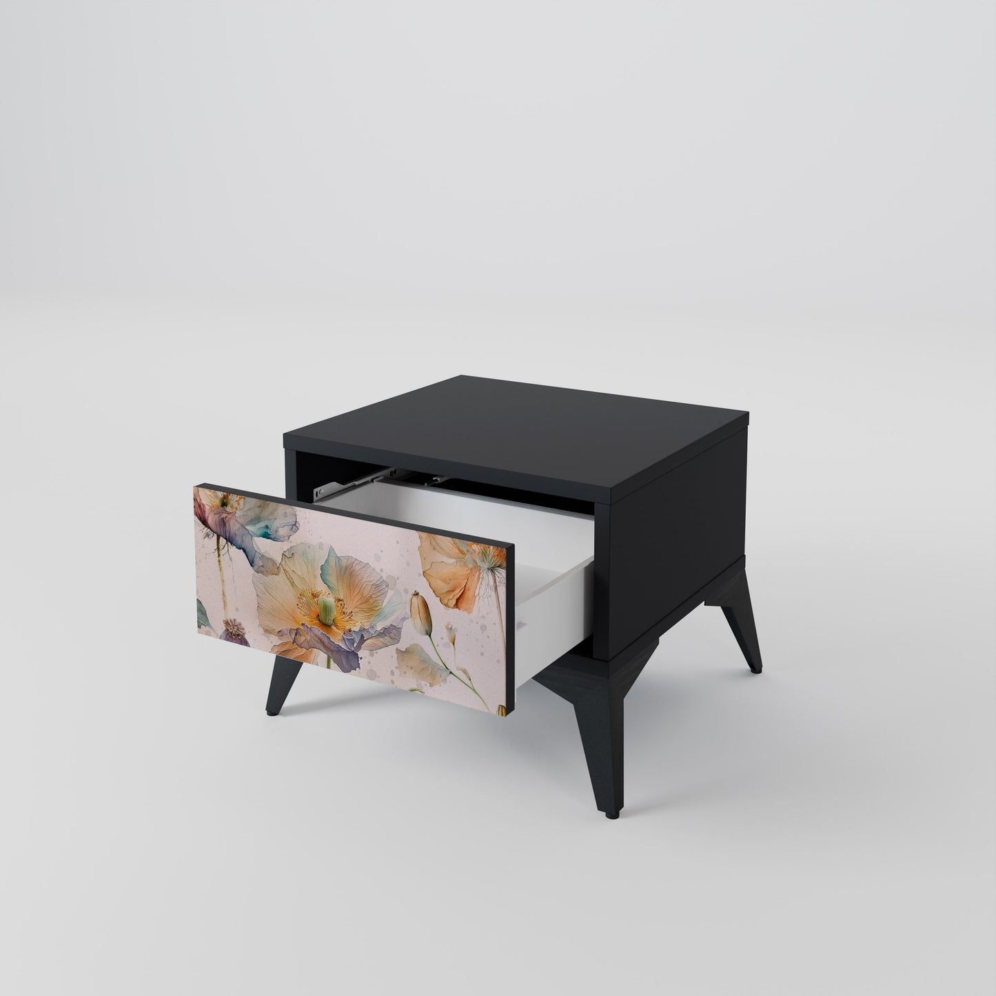 SOFTEN POPPY Nightstand in Black Finish