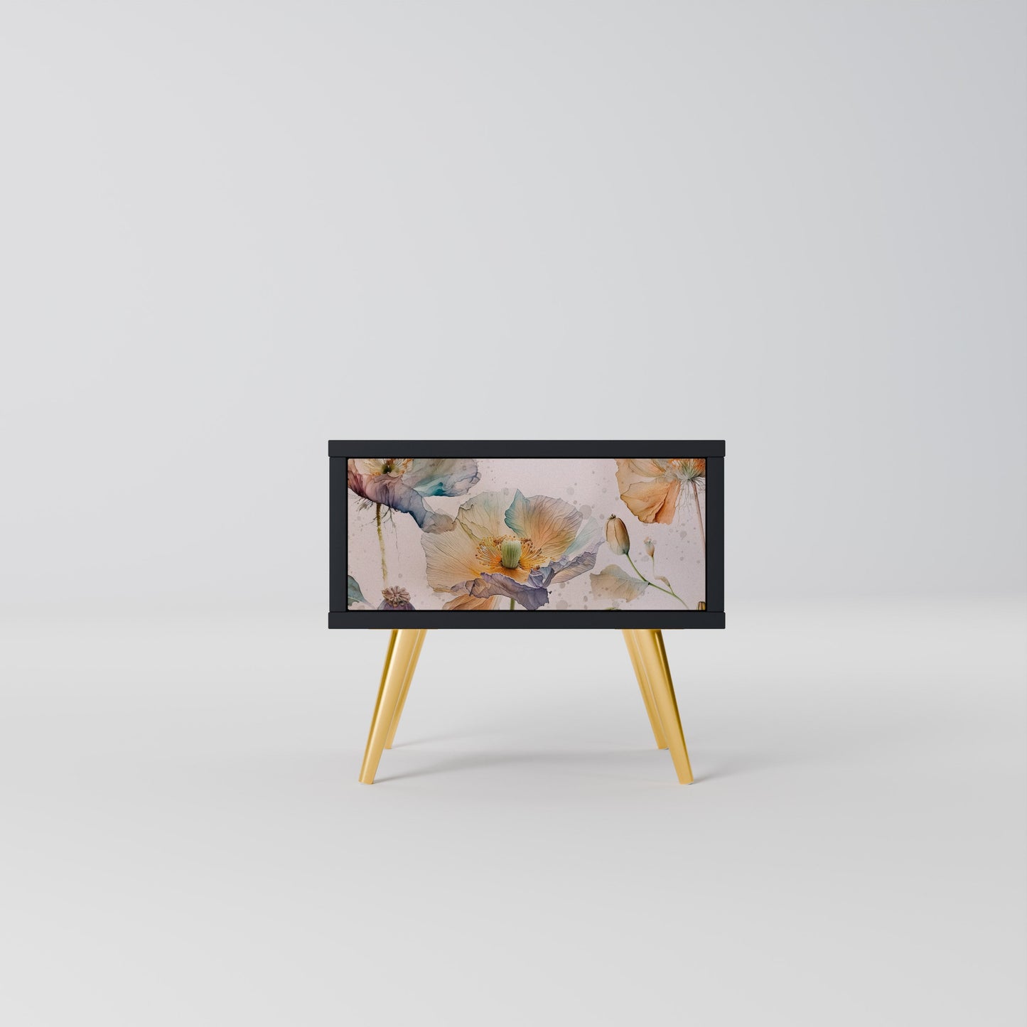 SOFTEN POPPY Nightstand in Black Finish