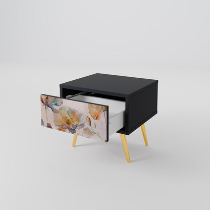 SOFTEN POPPY Nightstand in Black Finish