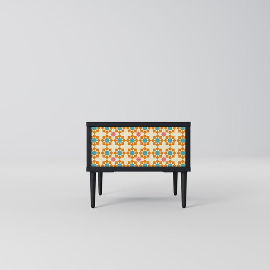 FLORAL DECOR Nightstand in Black Finish