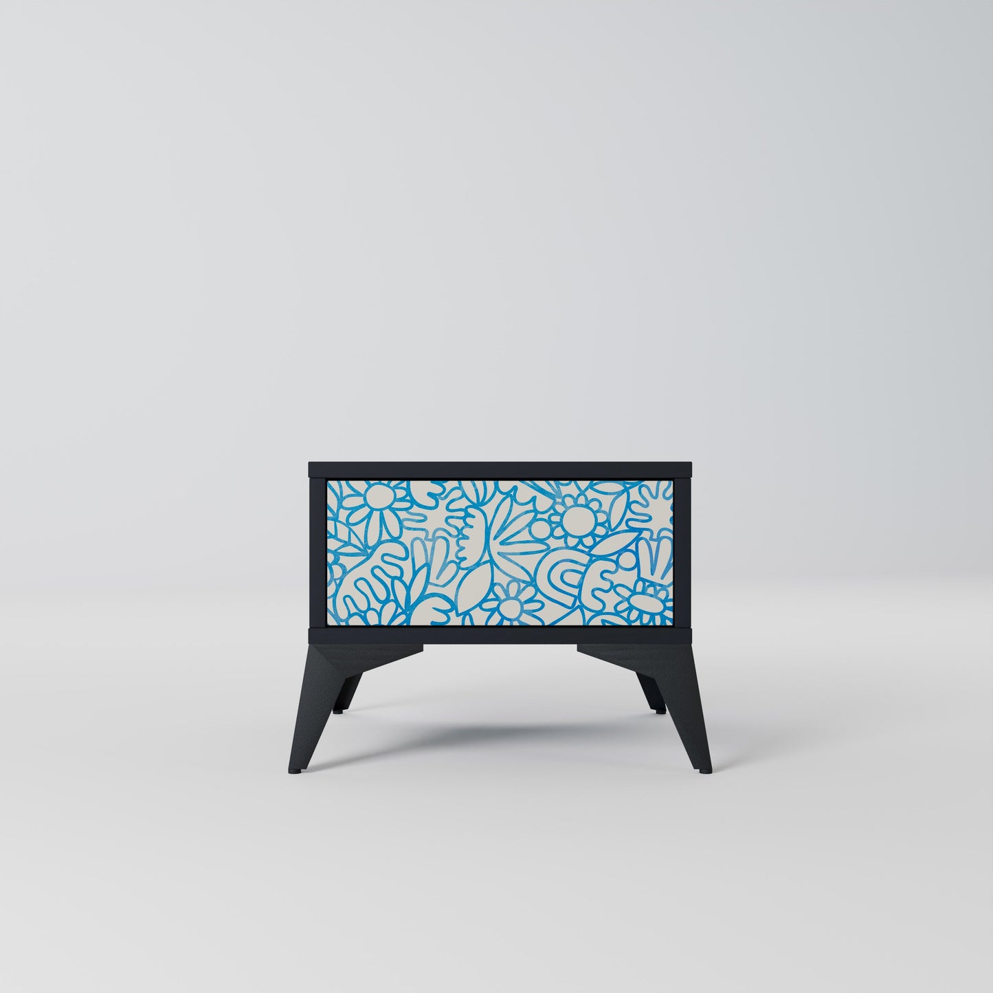 BLOOMY MORNING Nightstand in Black Finish