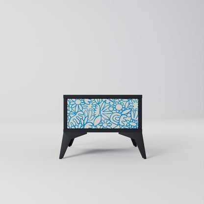 BLOOMY MORNING Nightstand in Black Finish