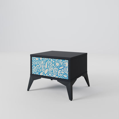 BLOOMY MORNING Nightstand in Black Finish