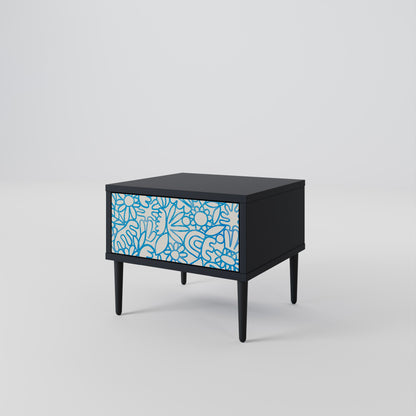 BLOOMY MORNING Nightstand in Black Finish