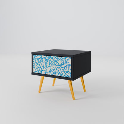 BLOOMY MORNING Nightstand in Black Finish