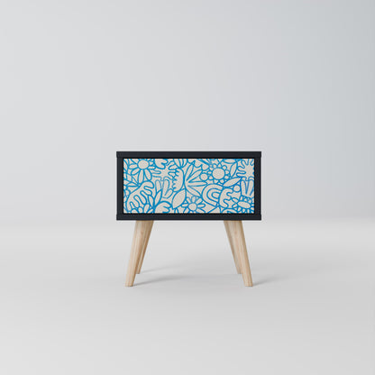 BLOOMY MORNING Nightstand in Black Finish