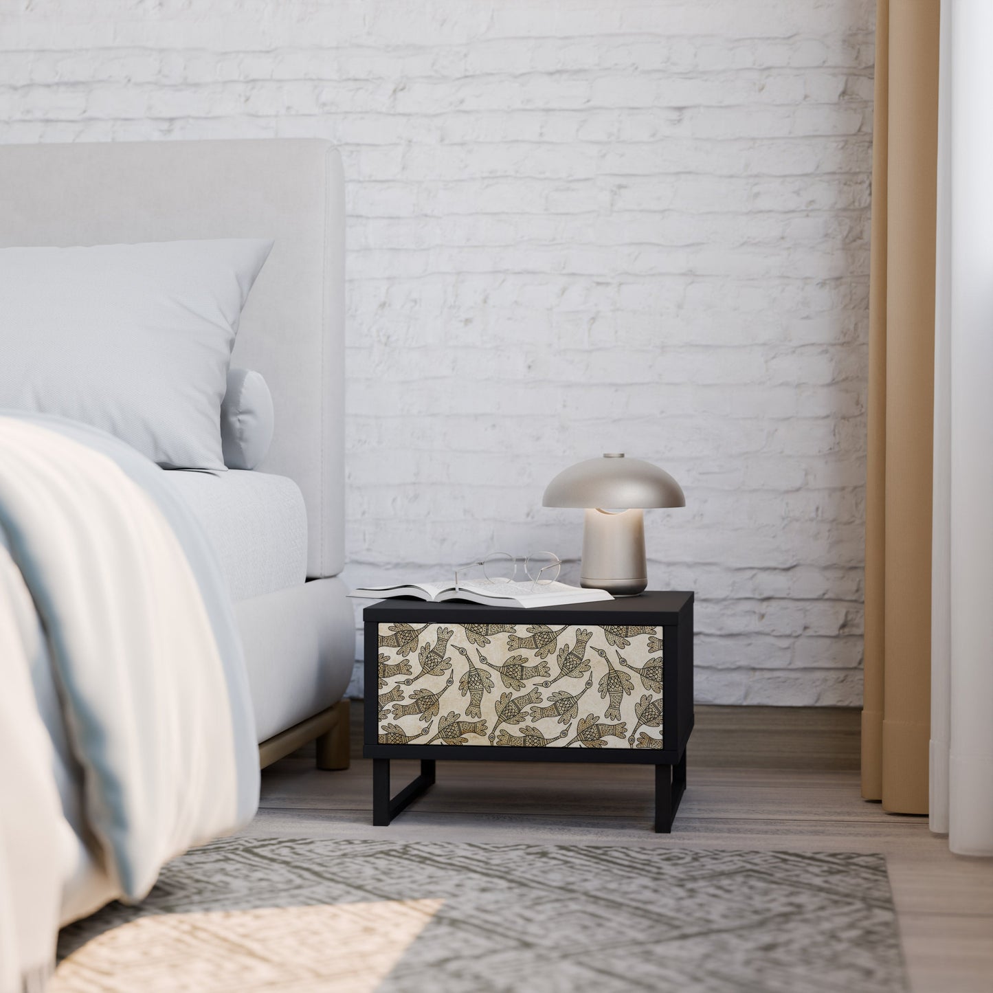 ALMONDINE SONGBIRD Nightstand in Black Finish