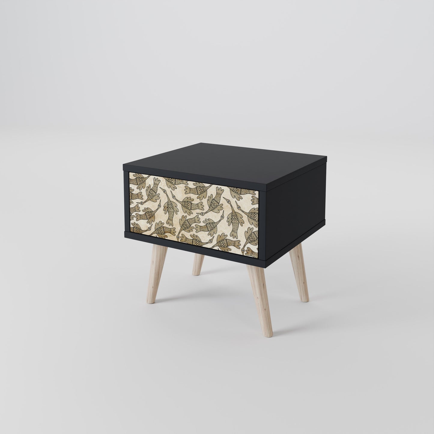 ALMONDINE SONGBIRD Nightstand in Black Finish