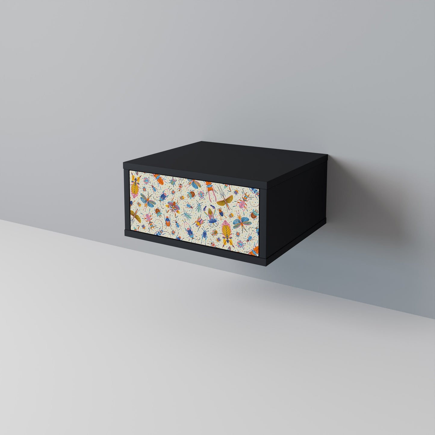Comodino COLORFUL INSETTI in finitura nera