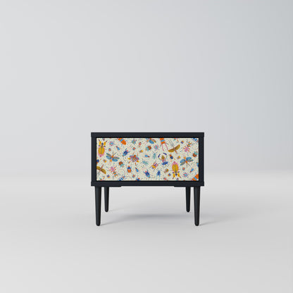 Comodino COLORFUL INSETTI in finitura nera