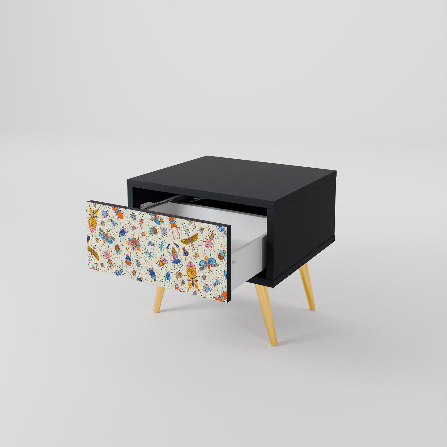 Comodino COLORFUL INSETTI in finitura nera