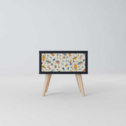 Comodino COLORFUL INSETTI in finitura nera