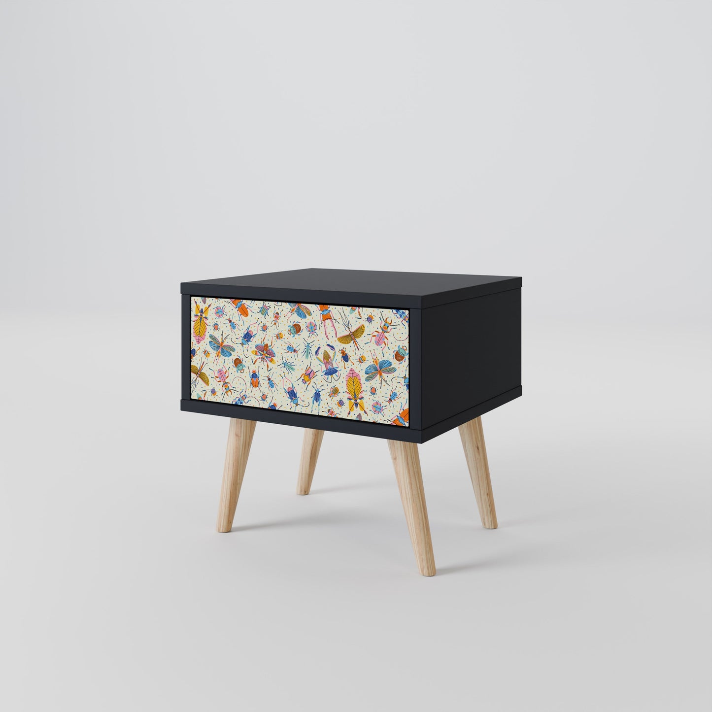 Comodino COLORFUL INSETTI in finitura nera