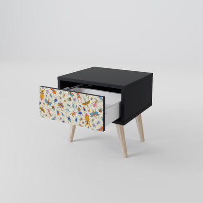 Comodino COLORFUL INSETTI in finitura nera