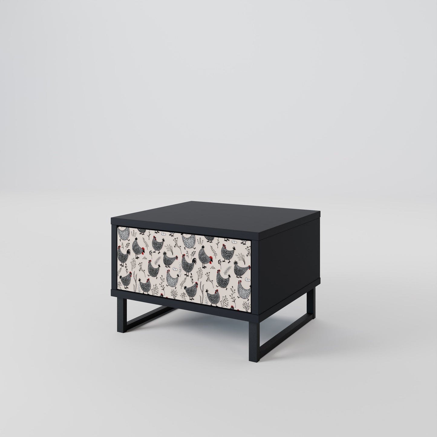 Comodino HAPPY HENS in finitura nera