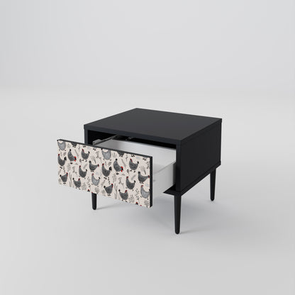Comodino HAPPY HENS in finitura nera