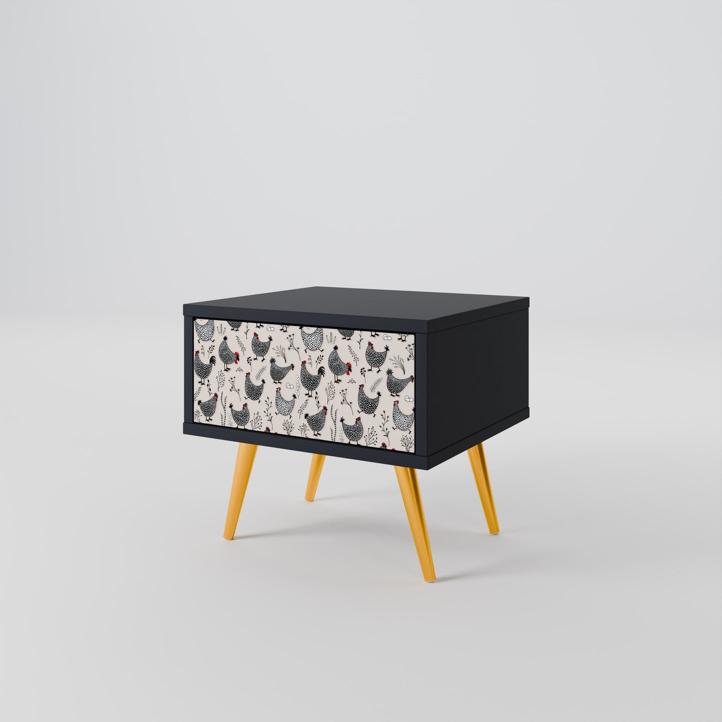 Comodino HAPPY HENS in finitura nera