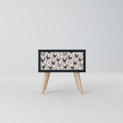 Comodino HAPPY HENS in finitura nera