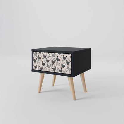 Comodino HAPPY HENS in finitura nera