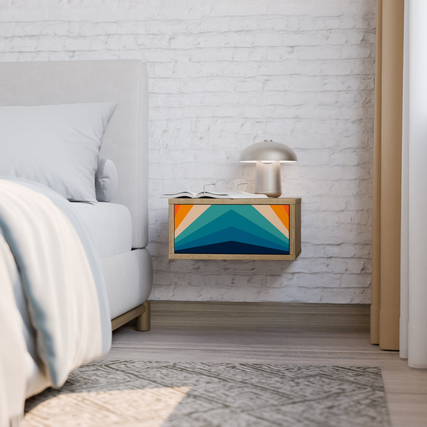 Comodino PRISM CONCUSSION in effetto rovere