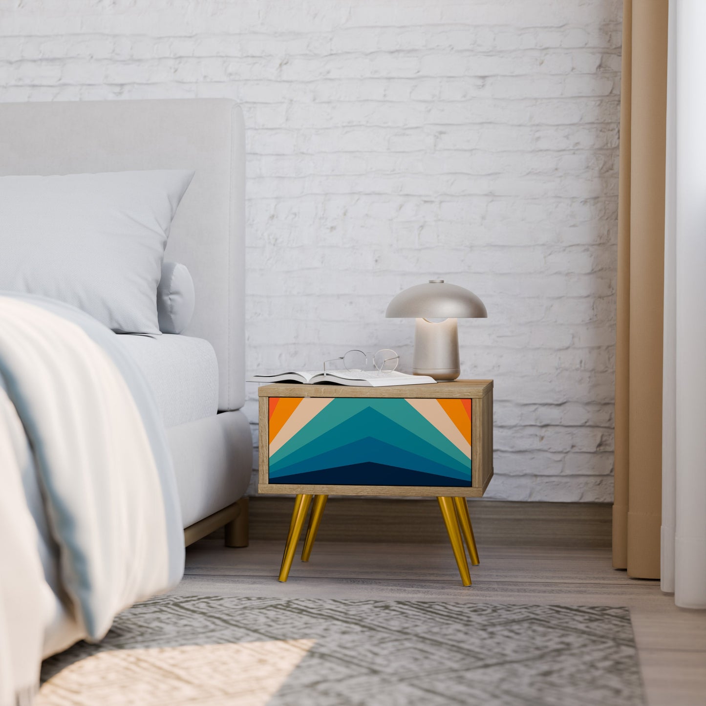 Comodino PRISM CONCUSSION in effetto rovere