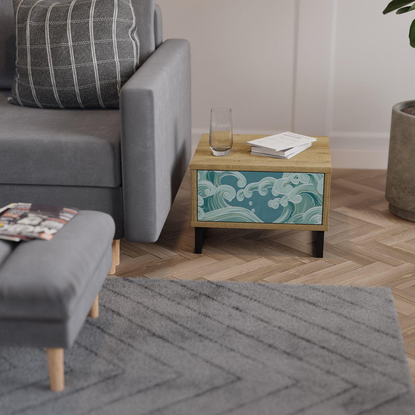 Comodino ASIAN SWAY in effetto rovere