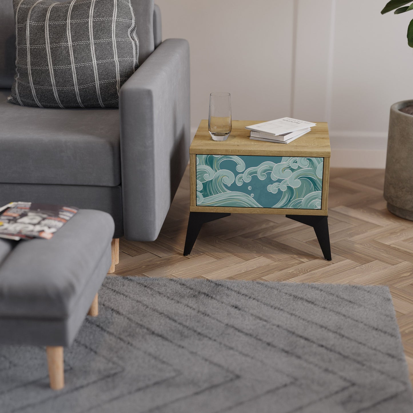 Comodino ASIAN SWAY in effetto rovere