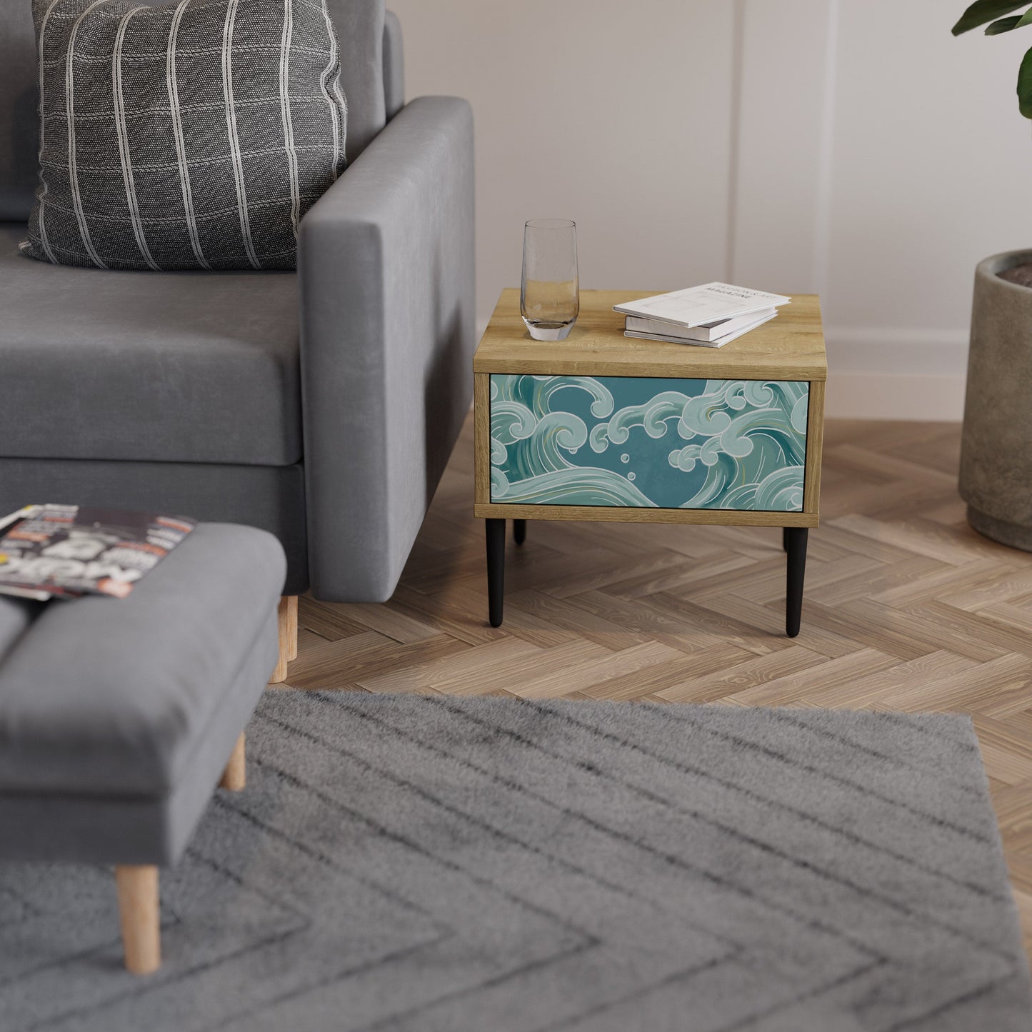 Comodino ASIAN SWAY in effetto rovere