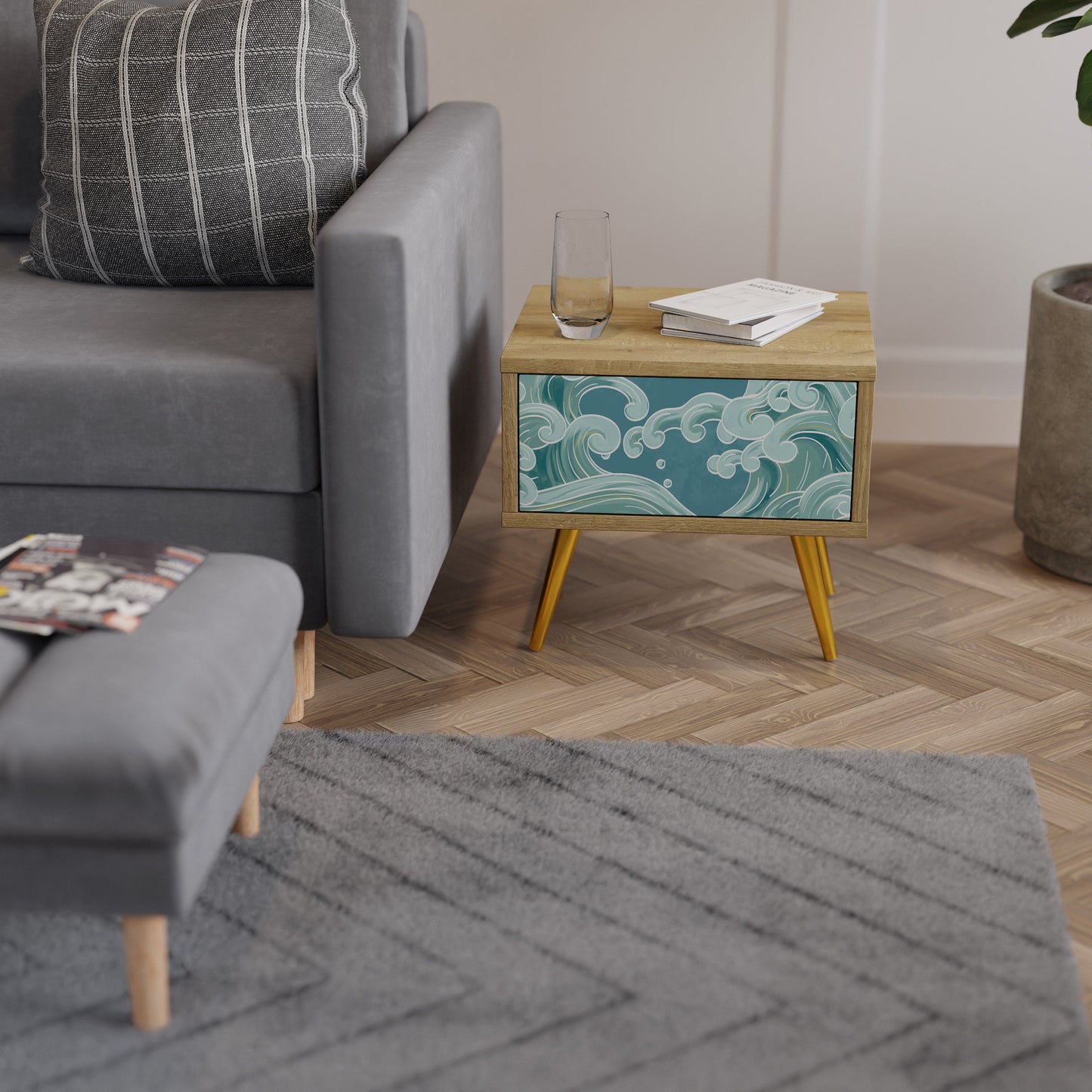 Comodino ASIAN SWAY in effetto rovere