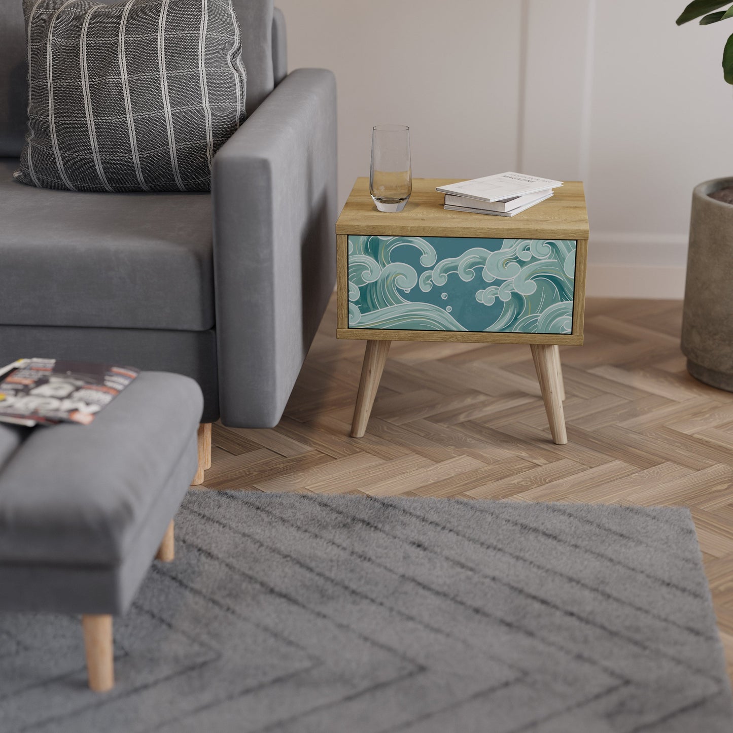 Comodino ASIAN SWAY in effetto rovere