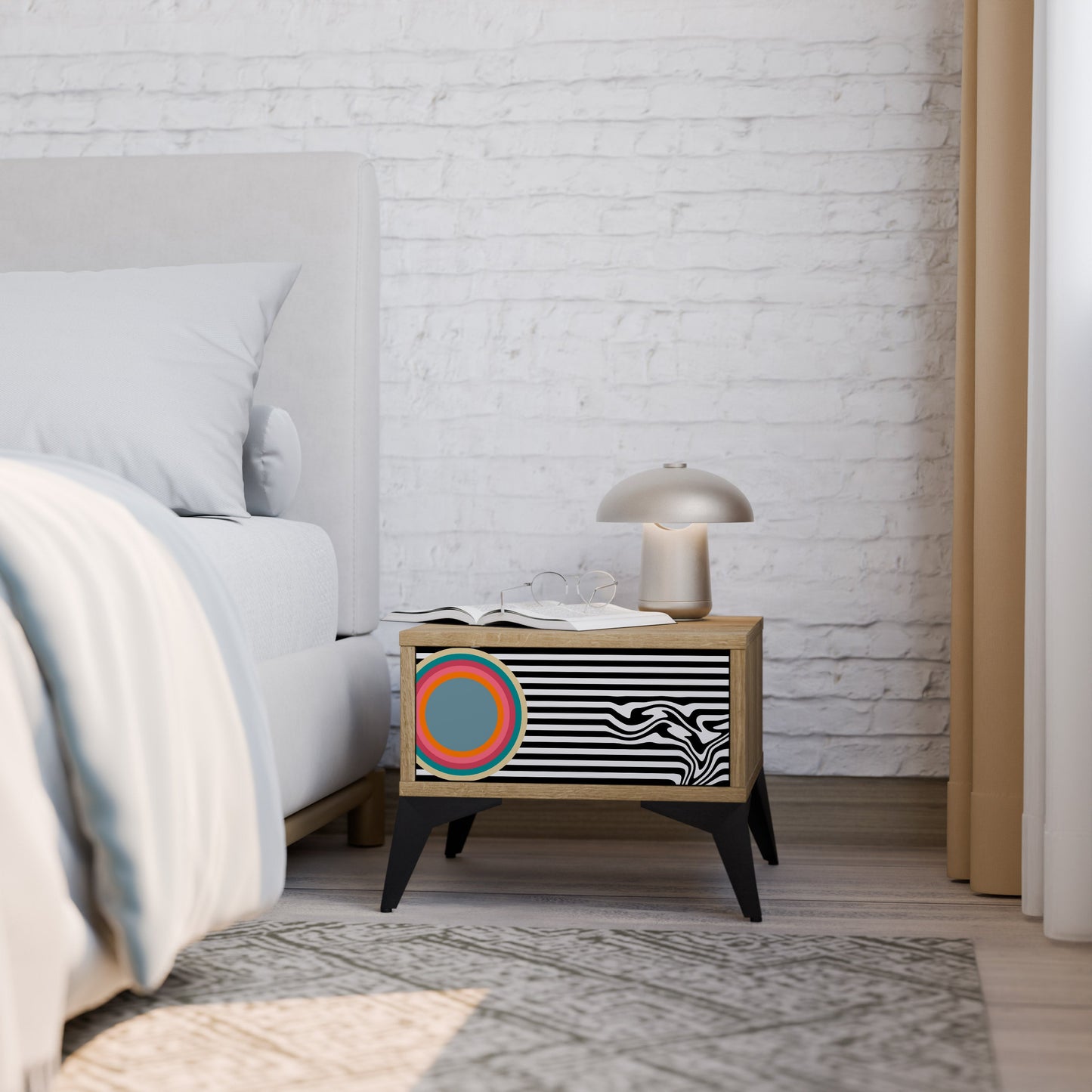 SPECTRA SHOWCASE Comodino in effetto rovere