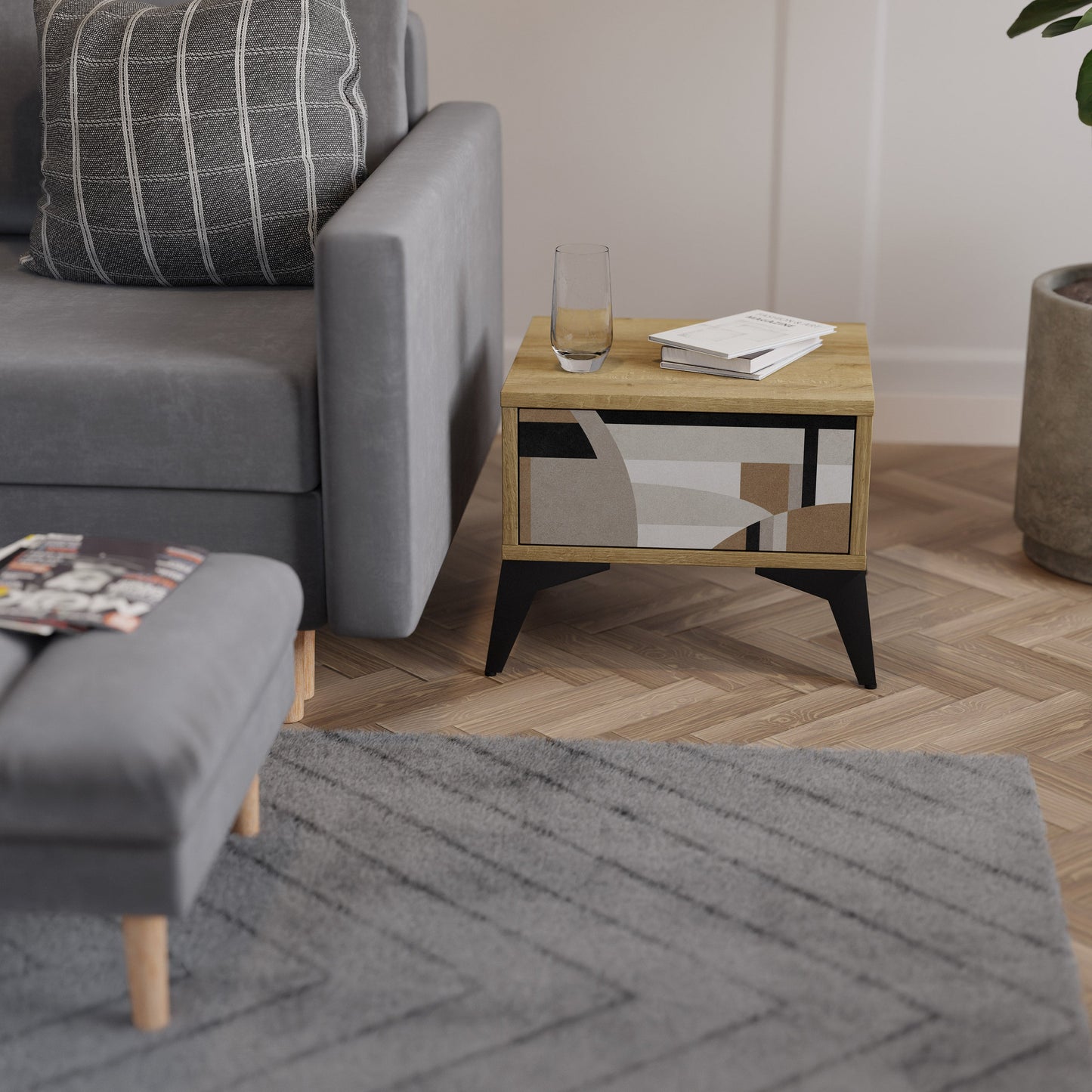 DELICATE MEMENTO Comodino in effetto rovere