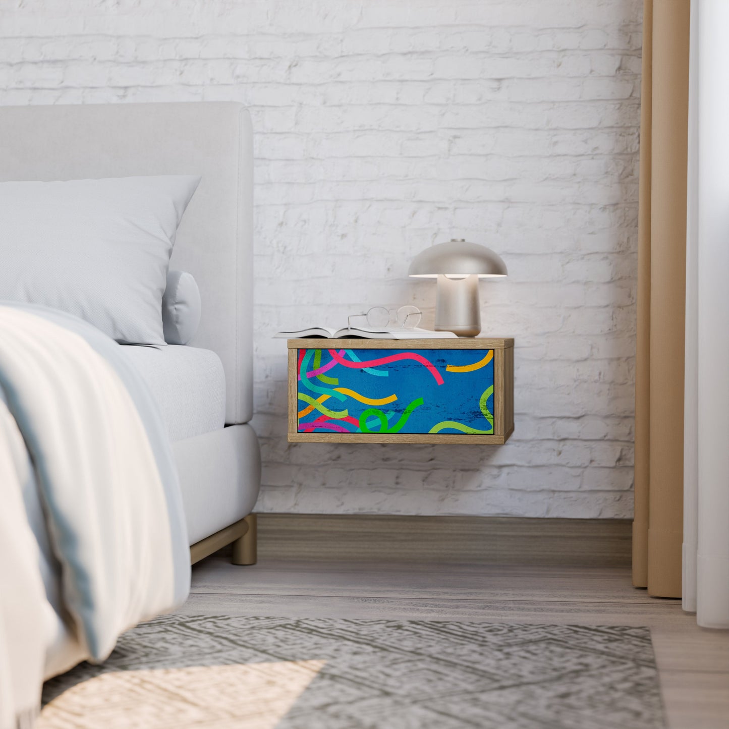 Comodino STREAMER TANGLE in effetto rovere
