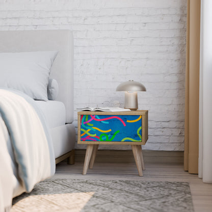 Comodino STREAMER TANGLE in effetto rovere