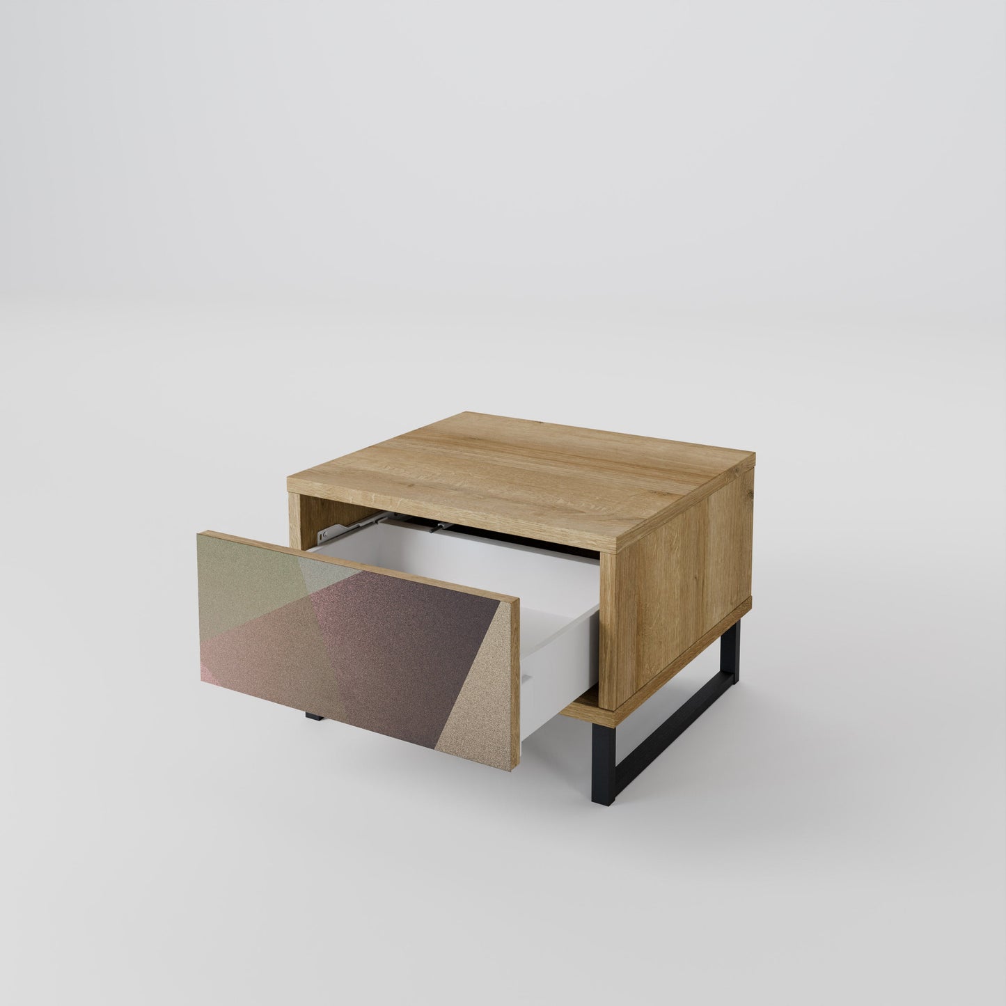 Comodino BEIGE GEOMETRY in effetto rovere