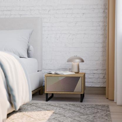 Comodino BEIGE GEOMETRY in effetto rovere