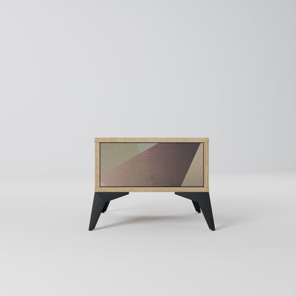 Comodino BEIGE GEOMETRY in effetto rovere