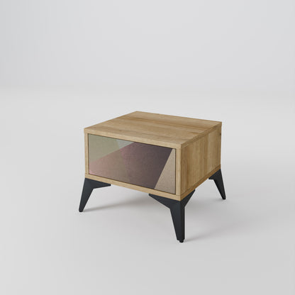 Comodino BEIGE GEOMETRY in effetto rovere