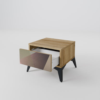 Comodino BEIGE GEOMETRY in effetto rovere