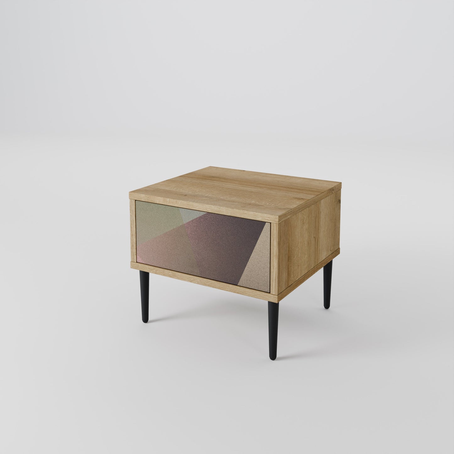 Comodino BEIGE GEOMETRY in effetto rovere